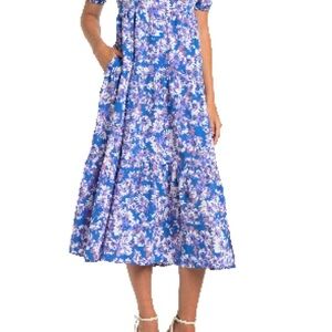 Astr Blue Floral Midi Dress